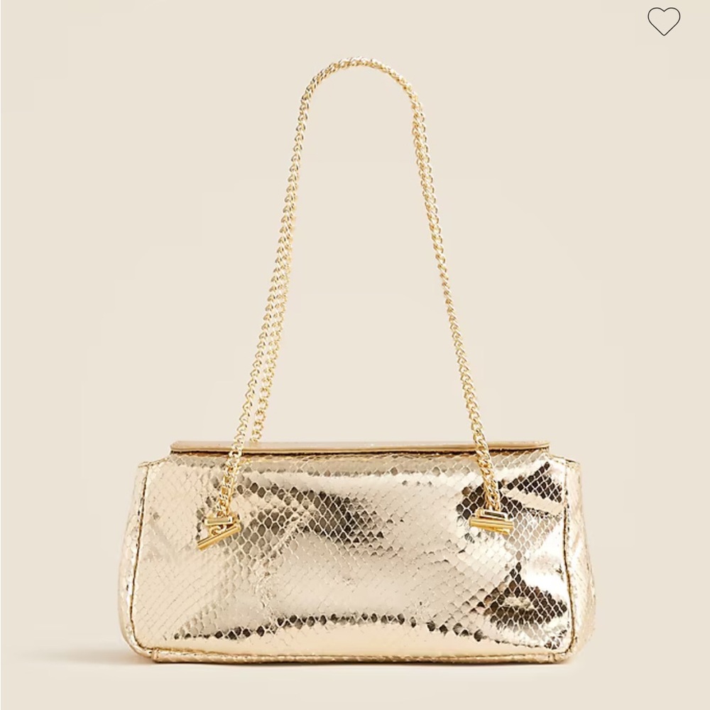 J. Crew Metallic Gold Snakeskin-Textured Shoulder Bag